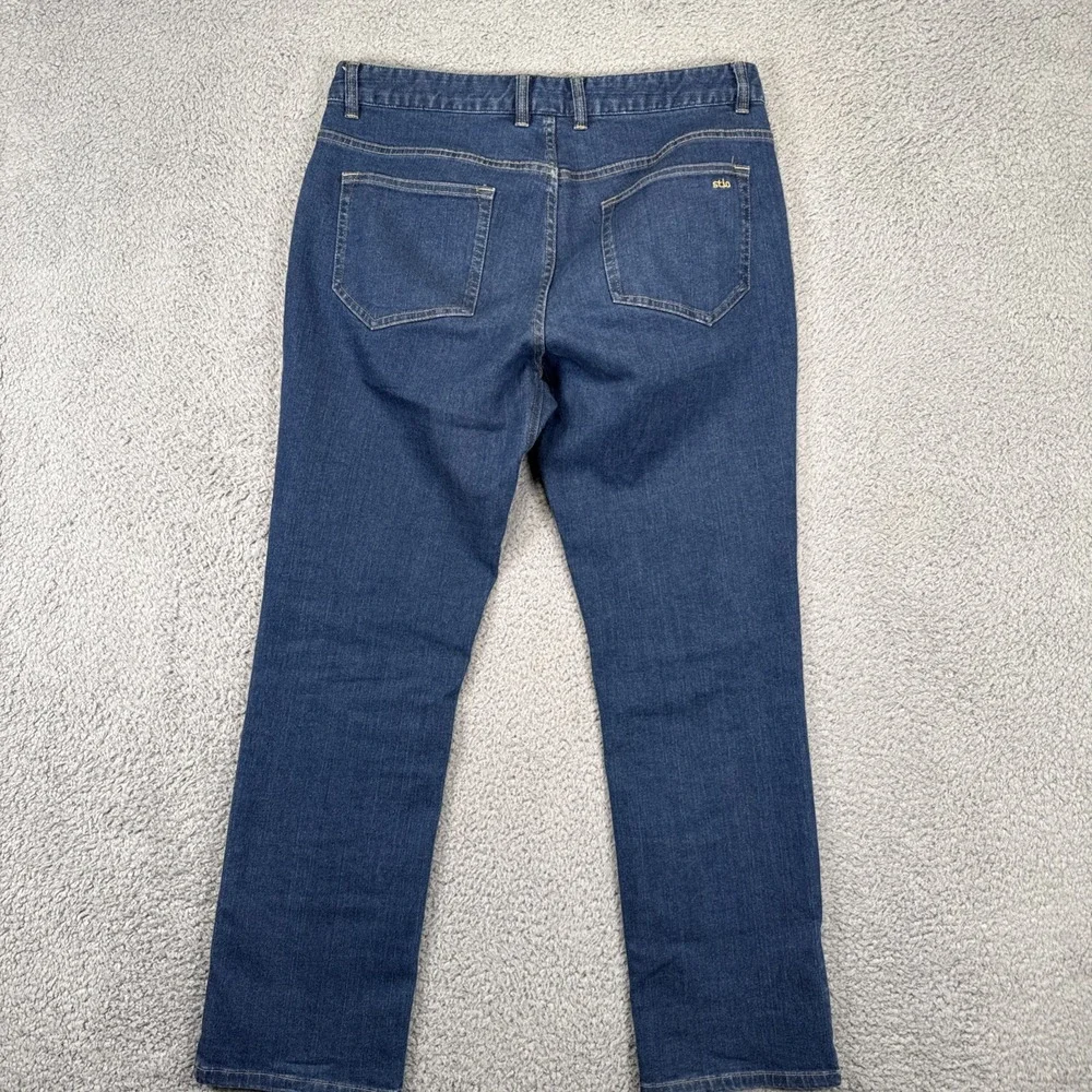 Stio Jeans Men 33 S (fit 34x30) Blue Rivet Straight Fit Dark Wash Organic Cotton